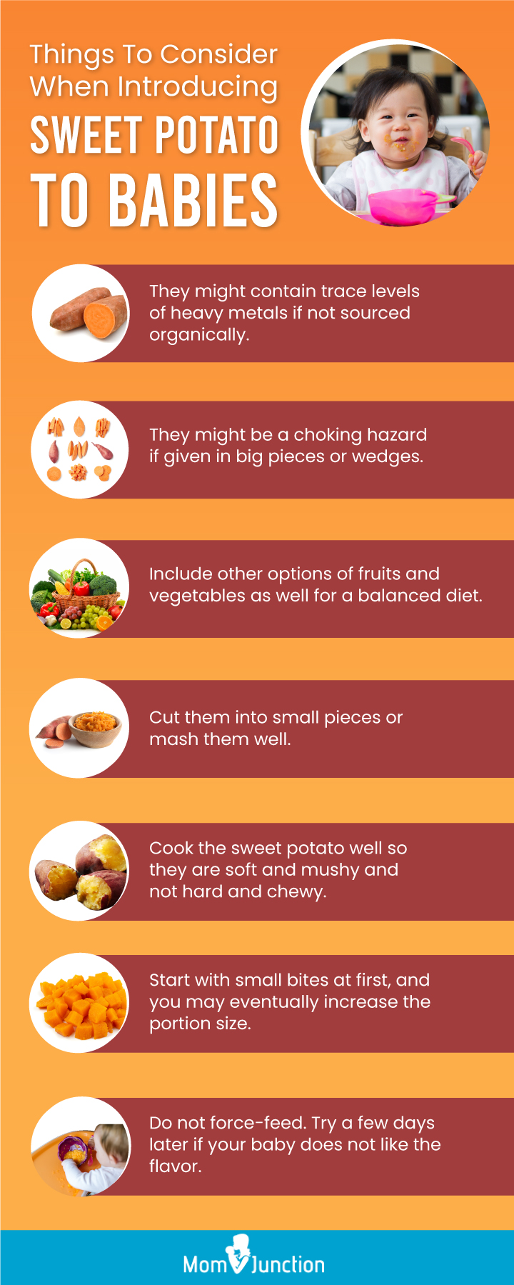 things to consider when introducing sweet potato to babies (infographic)