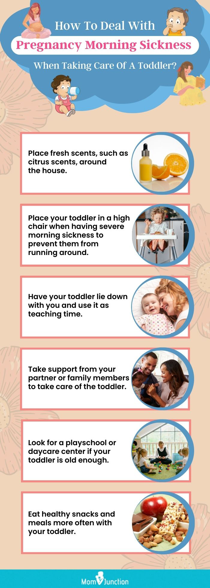 how to deal with pregnancy morning sickness when taking care of a toddler (infographic)