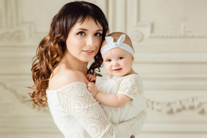 beautiful baby and mother