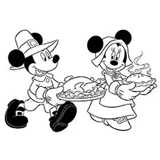Mickey and Minnie Mouse Thanksgiving coloring page_image