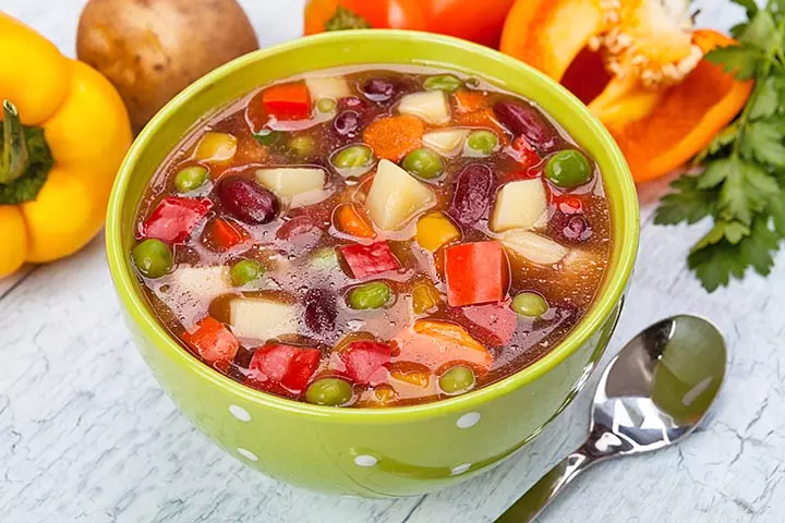 Mixed beans and vegetable soup vegetarian recipe during pregnancy