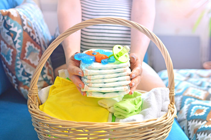 Put together baby basket to tell your husband that you are pregnant