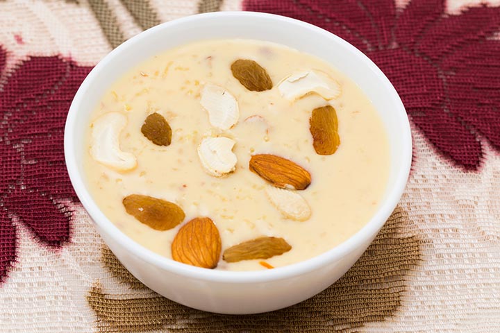 Pasta kheer food idea for 15-month old baby