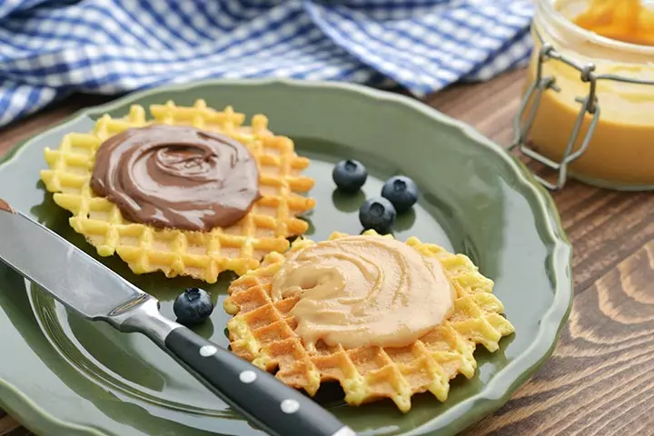 Peanut butter and chocolate waffle sandwich recipe for kids