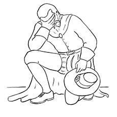 Pilgrim kneeling Thanksgiving coloring page