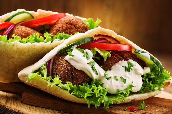 Pitta falafel sandwich vegetarian recipe for kids