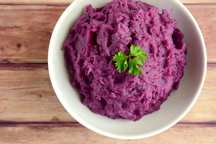 Purple puree food idea for 15-month-old baby