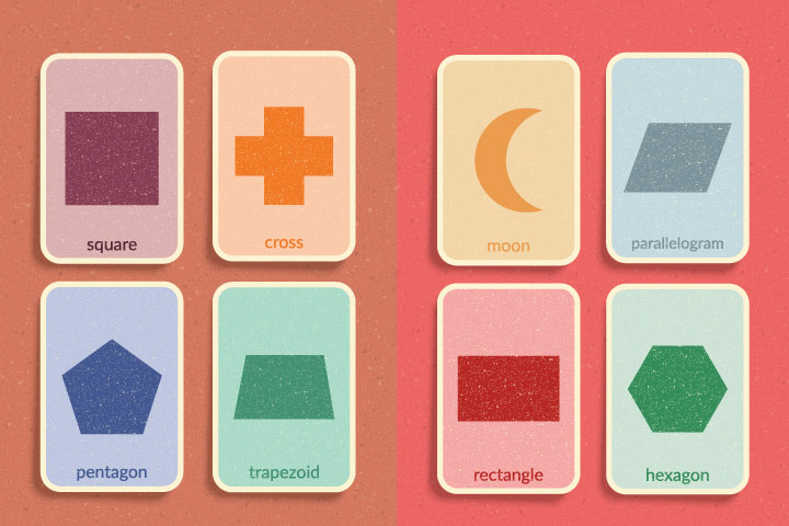 Shape flash cards, shape-learning game for kids