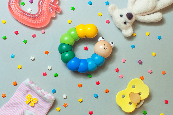 Teether and toys in new mom survival kit