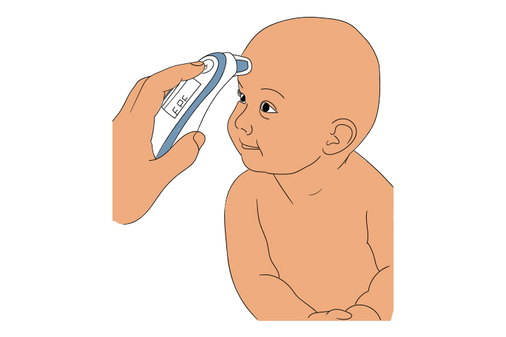 How to take baby's forehead temperature with digital thermometer