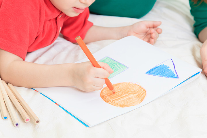 Trace and color the shapes, shape-learning game for kids