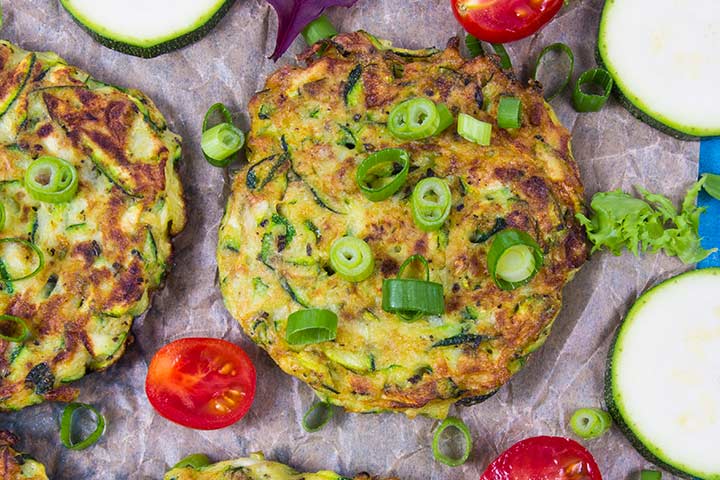Zucchini and carrot fritters for baby