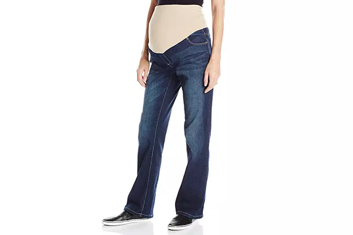 Three Seasons Boot Cut Maternity Jeans With Neutral Belly Band