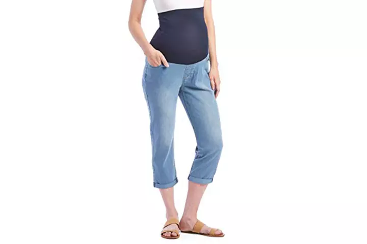 Rumor Has It Maternity Over The Belly Cuffed Capri Crop Straight Jeans