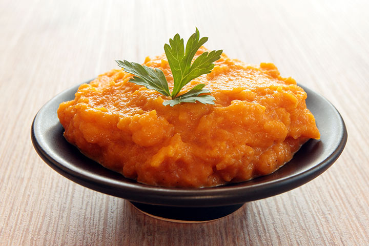 Lentil, pumpkin, and carrot mash breakfast recipe for toddlers