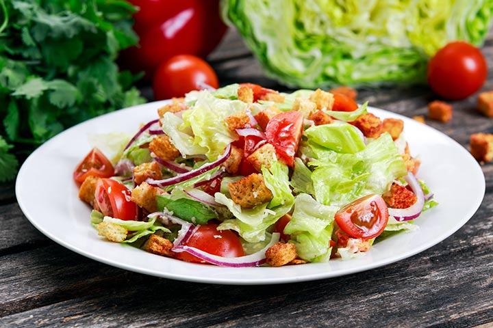 Caesar salad with tofu croutons during pregnancy