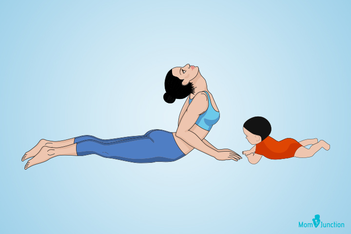 Bhujangasana or Cobra yoga pose for mom and baby