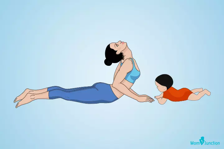 Bhujangasana or Cobra yoga pose for mom and baby