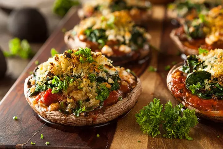 Easy cheesy portabella caps mushrooms for kids