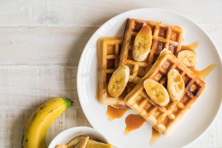 Waffle and peanut butter healthy breakfast idea for teens