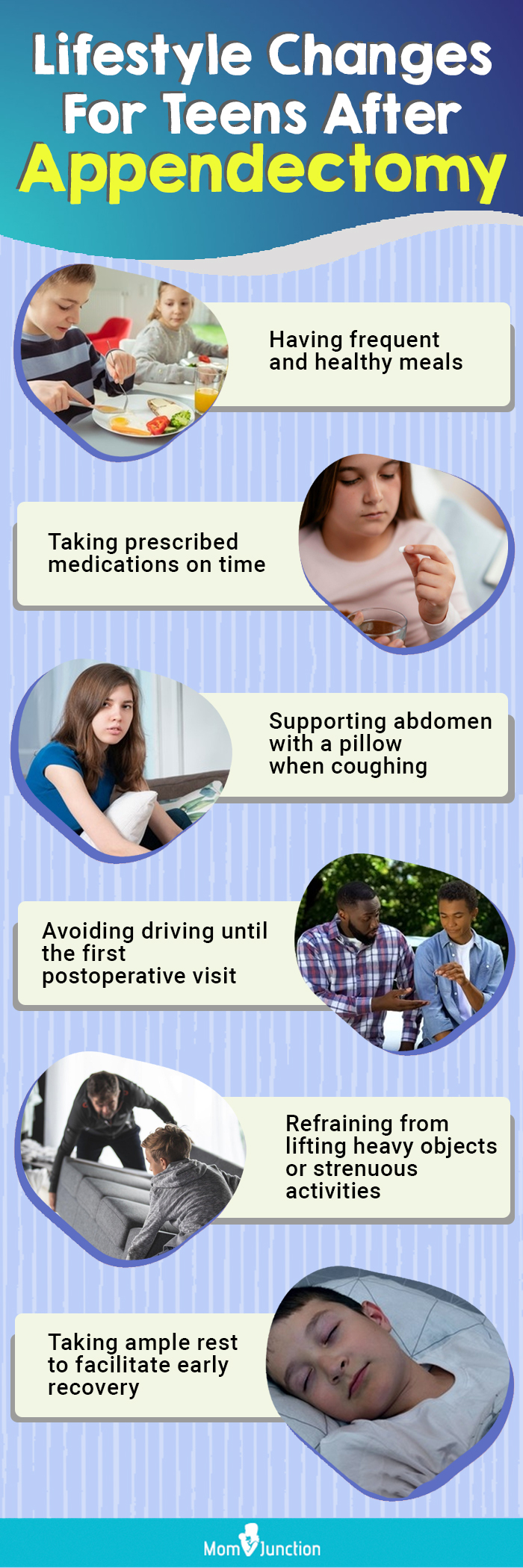 lifestyle changes for teens after appendectomy (infographic)
