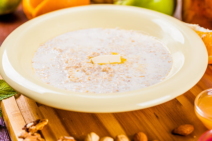 Multi-fruit puree porridge breakfast recipe for toddlers