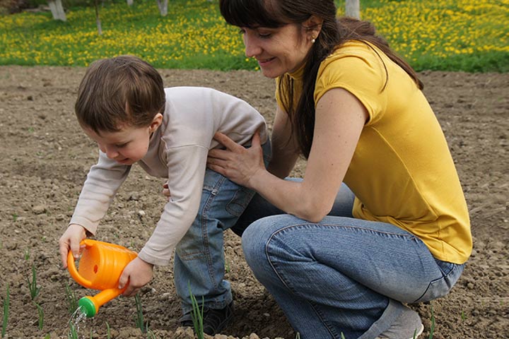 Planting a tree together, group activities for toddlers