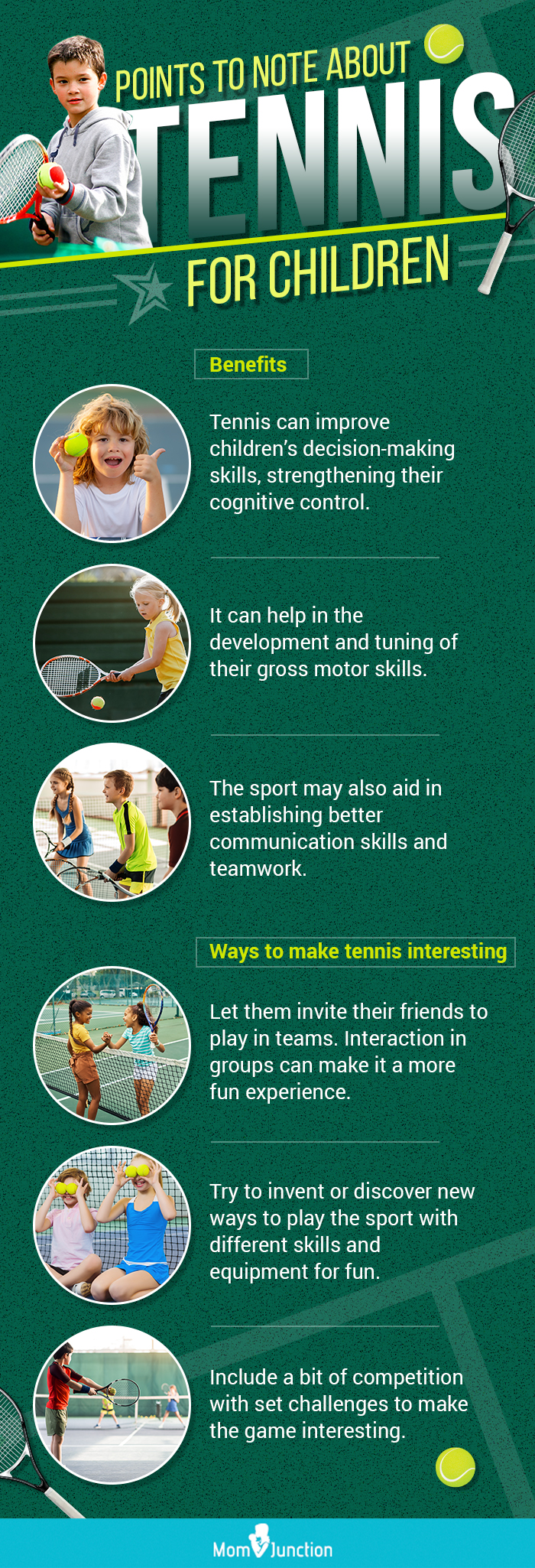 points to note about tennis for children (infographic)