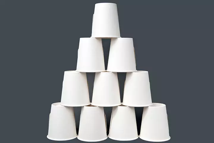 Pyramid stack race, teen birthday party ideas