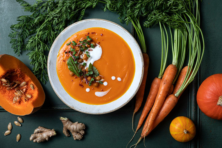 Roasted carrot soup for toddlers
