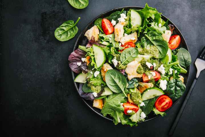 Spinach Caesar salad
