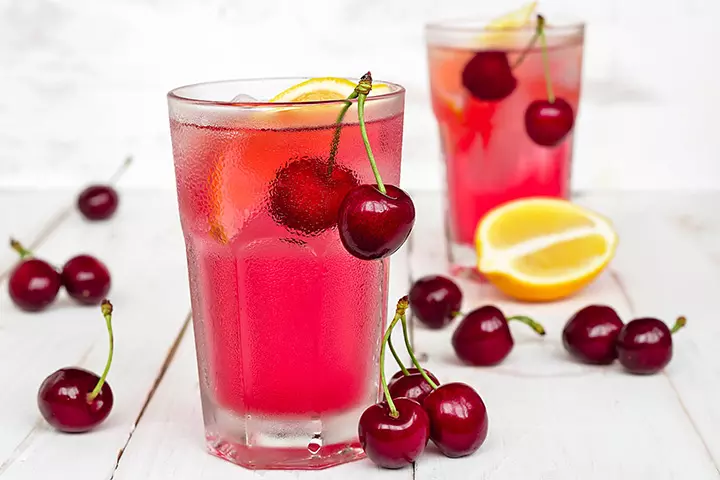 Sweet and sour cherry lemonade mocktail recipe for baby shower