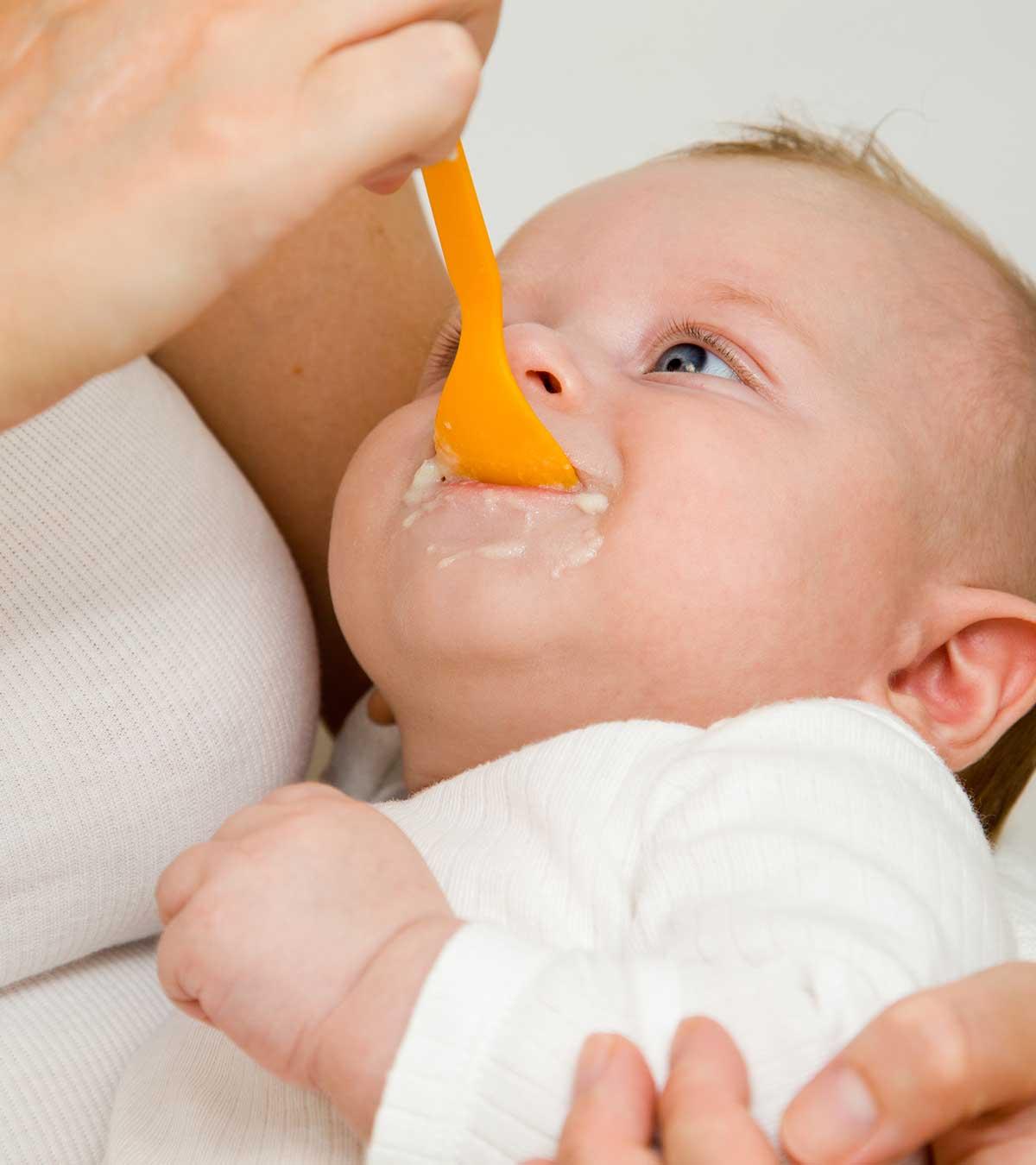 feeding 2 month old baby cereal