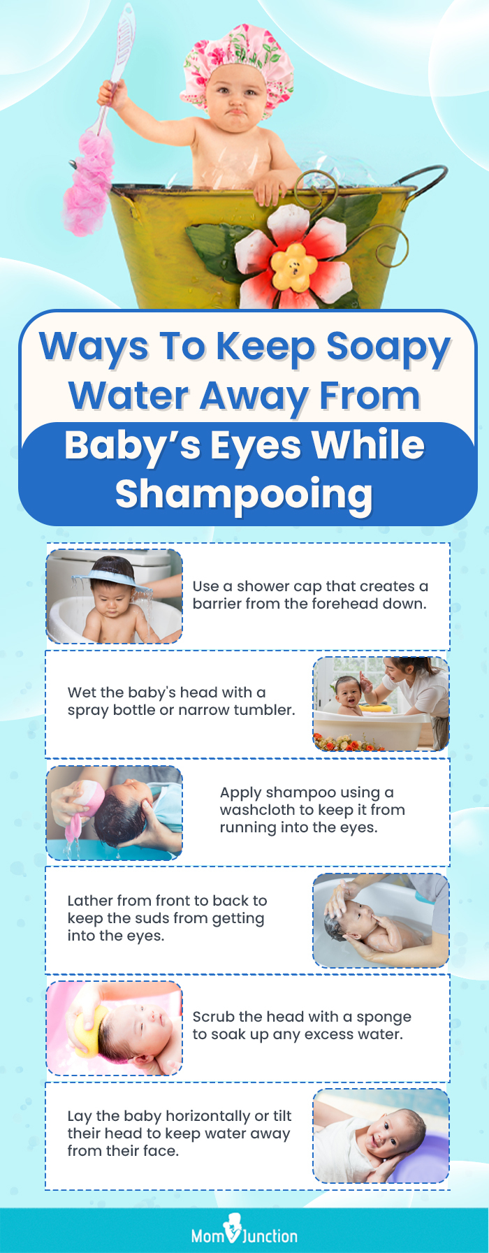 Ways To Keep Soapy Water Away From Baby’s Eyes While Shampooing (infographic)