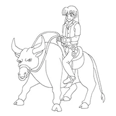 Bull riding coloring page