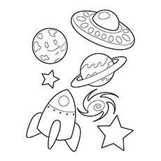 Celestial spaceship coloring page