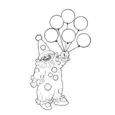 Clown with balloons coloring page