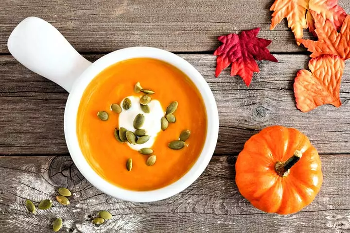 Creamy pumpkin and lentil soup during pregnancy