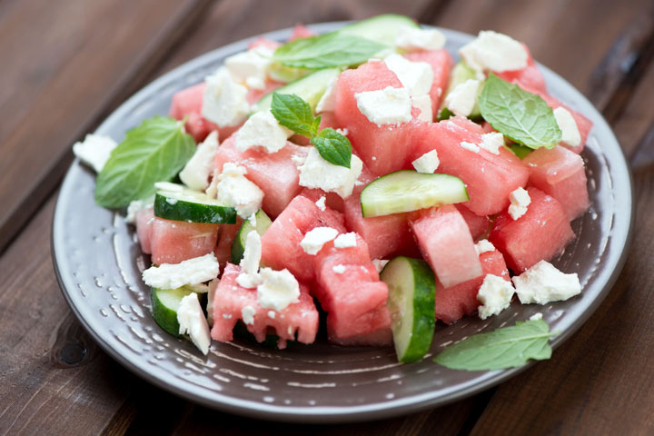 Salad of cucumber and watermelon during pregnancy