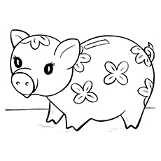 Cute piggy bank coloring page
