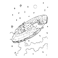 Detailed spaceship coloring page