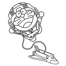 Doraemon going on a space adventure coloring page