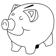 Easy piggy bank coloring page