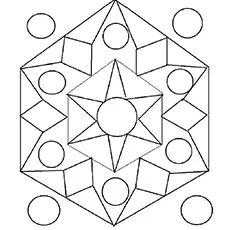 Geometric Rangoli coloring page