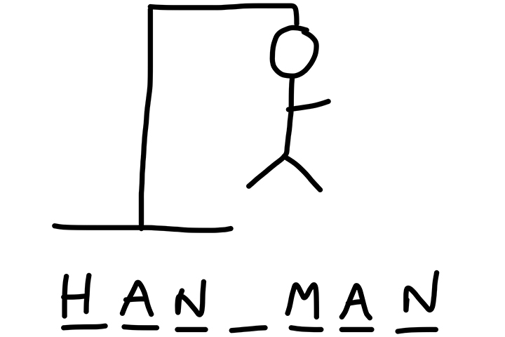 Hangman word game, educational game for teens