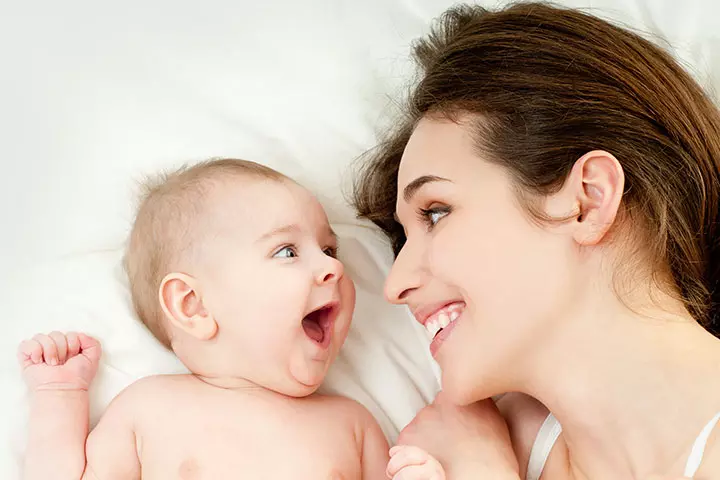 Mother and baby having fun image
