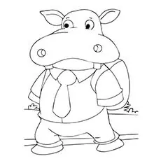 Hippo going to school coloring page