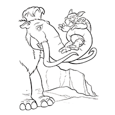 Manny with fast Tony from Ice Age coloring page