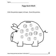 Money in the piggy bank coloring page