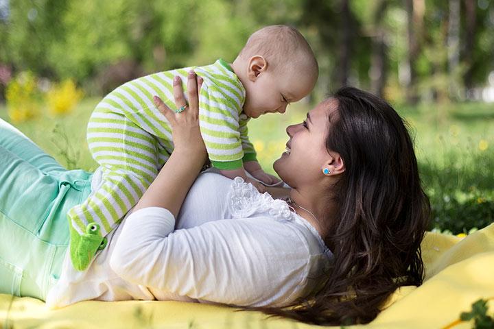 beautiful baby and mother